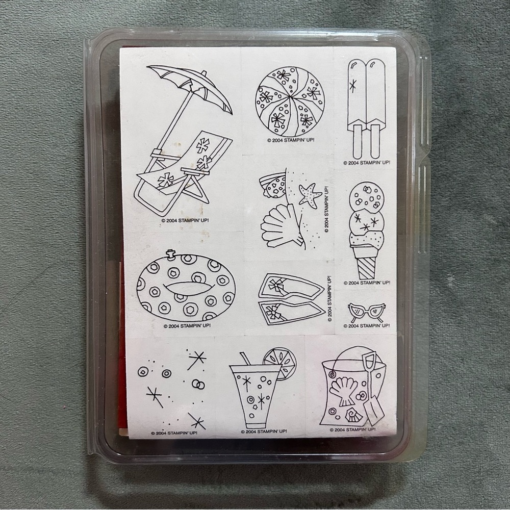 Stampin’ up set of 11 SPARKLING SUMMER wood stamps